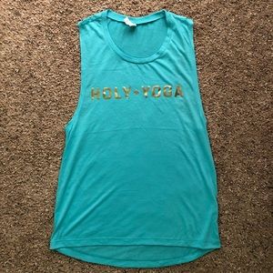 “Holy Yoga” graphic yoga workout sleeveless